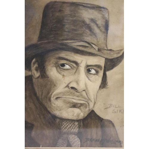 491 - Portrait of Bransby Williams from Oliver Twist as played by actor Bill Sikes, watercolour, indistinc... 