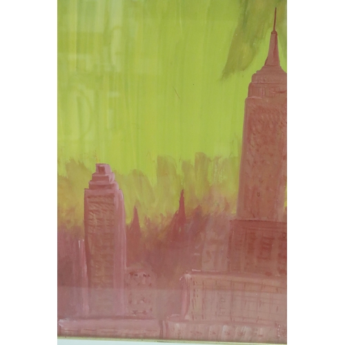 499 - John Sampson, an Impressionist view of New York, gouache, signed and dated, 48 x 38cm, framed and gl... 