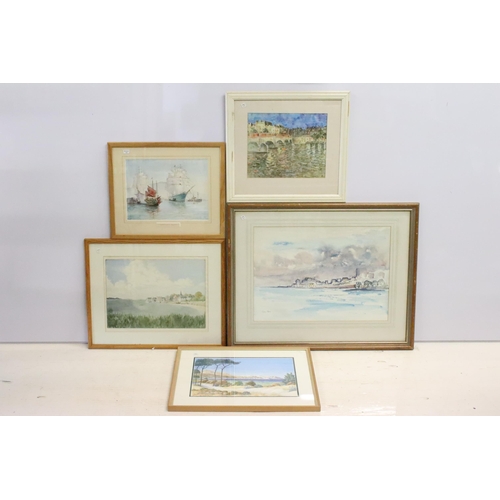 500 - John Ayers, Calvi Bay Corsica, watercolour, signed lower left and dated '00, artist's label verso an... 