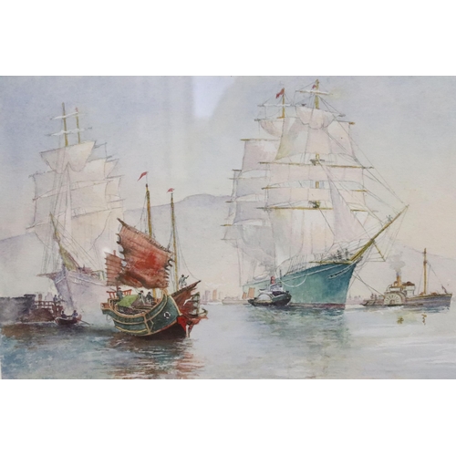 500 - John Ayers, Calvi Bay Corsica, watercolour, signed lower left and dated '00, artist's label verso an... 