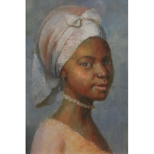 509 - Portrait of a Caribbean woman, oil painting, 28 x 18.5cm, framed