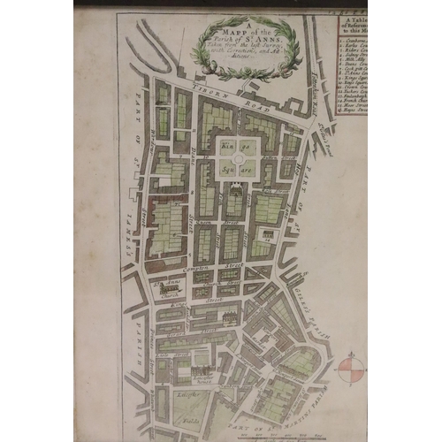 518 - After John Stow/Strype (1525 - 1605), map of St Anns Square London published circa 18th century, cop... 