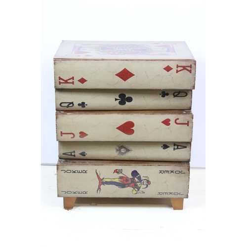 379 - Set of five drawers to represent distressed stacked playing card suit 'books', H 55cm, W 46cm, D 32c... 