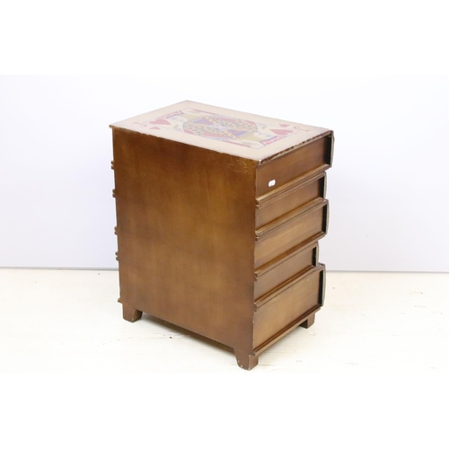 379 - Set of five drawers to represent distressed stacked playing card suit 'books', H 55cm, W 46cm, D 32c... 