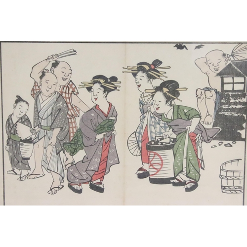 525 - Utagawa Toyokuni (Japanese, 1769 - 1825), set of three: geishas in interiors (framed as one), woodbl... 