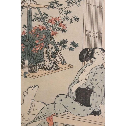 525 - Utagawa Toyokuni (Japanese, 1769 - 1825), set of three: geishas in interiors (framed as one), woodbl... 