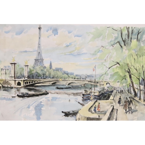 531 - After Franz Herbelot (French, 20th century), Pais des Champs Elysees, lithograph, 30 x 36cm, titled ... 