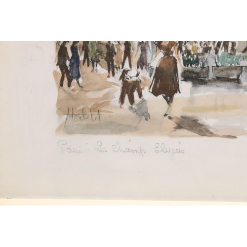 531 - After Franz Herbelot (French, 20th century), Pais des Champs Elysees, lithograph, 30 x 36cm, titled ... 