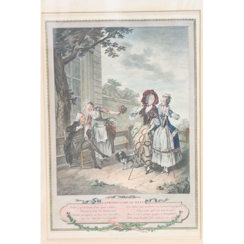 535 - 1774 'La Promenade du Matin', hand-coloured engraving together with three 18th century Classical ova... 