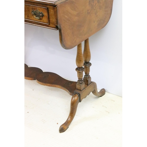 569 - 20th century mahogany sofa table with two drop leaves above two drawers on turned supports, 72.5cm h... 