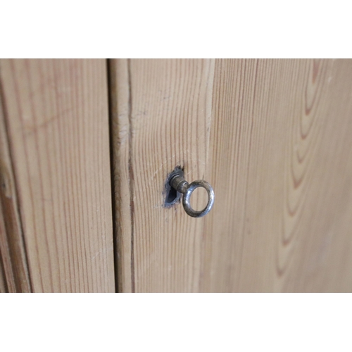 559 - 20th century pine corner cupboard, with breakfront pediment, astragal glazed door opening to reveal ... 