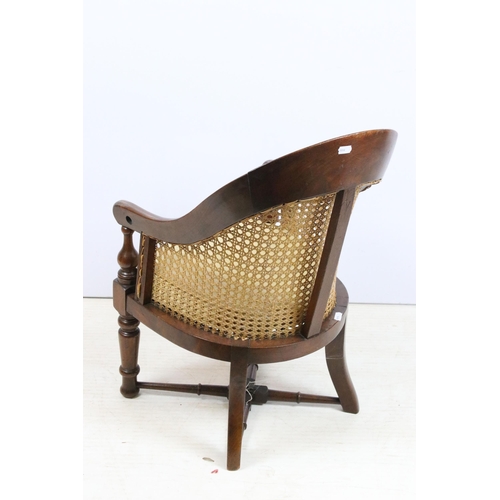 580 - Antique Regency mahogany child's chair with caned frame and stretcher to base, H 66cm