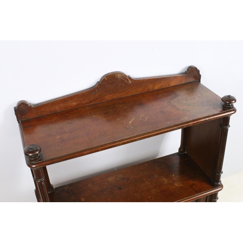 638 - Late 19th century mahogany hanging wall cabinet, with shaped pediment above open recess and pair of ... 