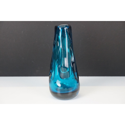 10 - Mid 20th century Whitefriars blue glass 'knobbly' vase, H 24cm