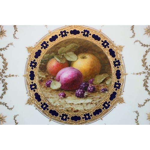 19 - Two Coalport cabinet plates one featuring a still life signed by Frederick Chivers numbered 7422, di... 