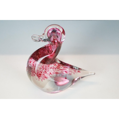 20 - Whitefriars ruby ridged vase c.1980, H 22cm together with Wedgewood glass paperweight in the form of... 