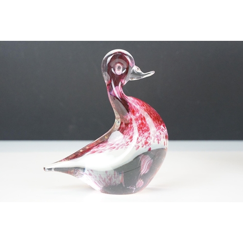 20 - Whitefriars ruby ridged vase c.1980, H 22cm together with Wedgewood glass paperweight in the form of... 