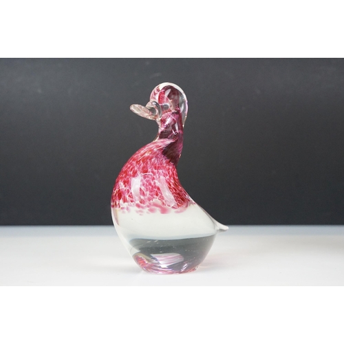 20 - Whitefriars ruby ridged vase c.1980, H 22cm together with Wedgewood glass paperweight in the form of... 