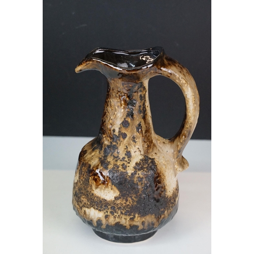 27 - Collection of six mid 20th century West German lava vases in mixed glaze finishes, tallest example 3... 