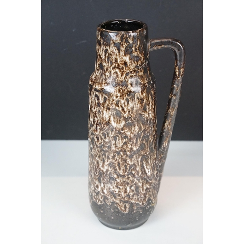 27 - Collection of six mid 20th century West German lava vases in mixed glaze finishes, tallest example 3... 