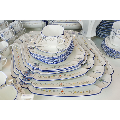 30 - Large collection of Shelley Blue Iris pattern tea and dinner service set to include, two large lidde... 