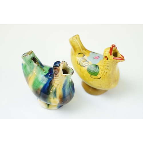 60 - Selection of ceramic bird whistles and figurine to include Royal Copenhagen and Mediterranean hand p... 