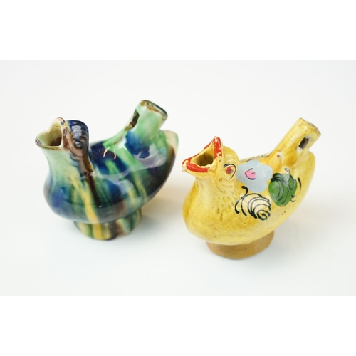 60 - Selection of ceramic bird whistles and figurine to include Royal Copenhagen and Mediterranean hand p... 