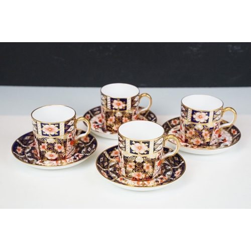 68 - Set of four Royal Crown Derby demitasse coffee cups and saucers in the traditional Imari pattern, 24... 