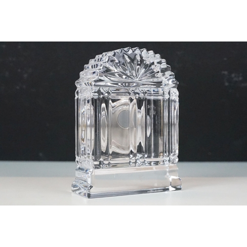 69 - Waterford Nocturne crystal glass mantle clock, 10cm high together with another Waterford crystal gla... 