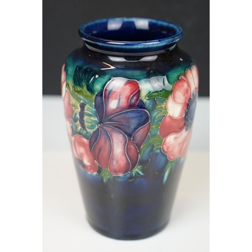 73 - Moorcroft pottery 'Anemone' small baluster vase, H 10.5cm and taller vase, H 13cm with sticker and s... 