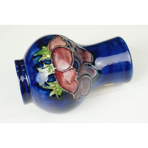 73 - Moorcroft pottery 'Anemone' small baluster vase, H 10.5cm and taller vase, H 13cm with sticker and s... 