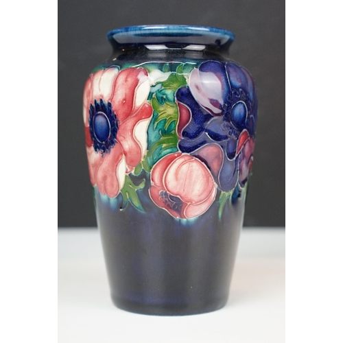 73 - Moorcroft pottery 'Anemone' small baluster vase, H 10.5cm and taller vase, H 13cm with sticker and s... 