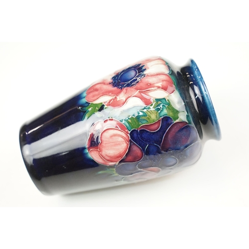 73 - Moorcroft pottery 'Anemone' small baluster vase, H 10.5cm and taller vase, H 13cm with sticker and s... 