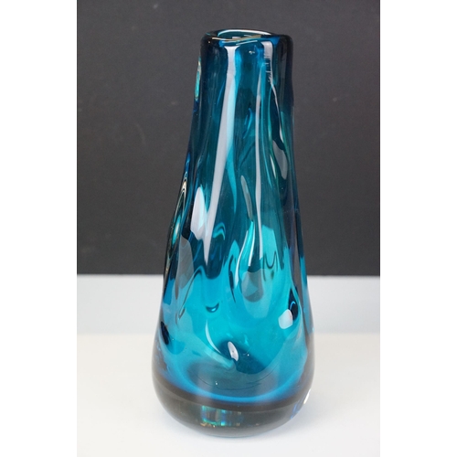 10 - Mid 20th century Whitefriars blue glass 'knobbly' vase, H 24cm