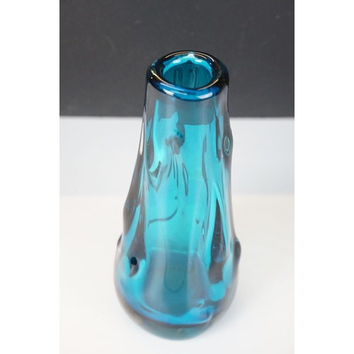 10 - Mid 20th century Whitefriars blue glass 'knobbly' vase, H 24cm