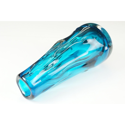 10 - Mid 20th century Whitefriars blue glass 'knobbly' vase, H 24cm