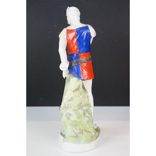 15 - Michael Sutty Ceramics figurine 'The Crusader' c.1984, depicted in chainmail armour with sword, H 26... 