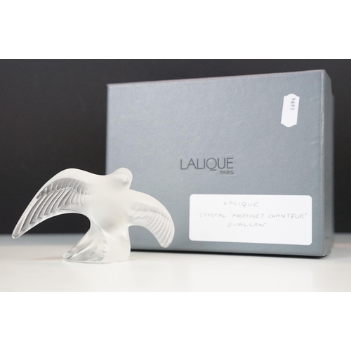 2 - Lalique Chirping swallow 'Martinet Siffleur/Chanteur' crystal glass ornament bird figurine, boxed, a... 