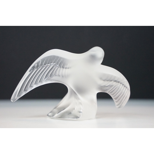 2 - Lalique Chirping swallow 'Martinet Siffleur/Chanteur' crystal glass ornament bird figurine, boxed, a... 