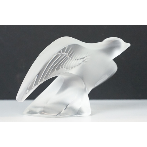 2 - Lalique Chirping swallow 'Martinet Siffleur/Chanteur' crystal glass ornament bird figurine, boxed, a... 