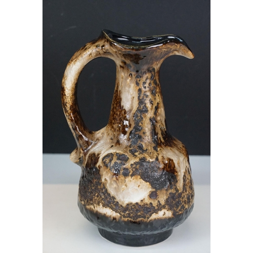 27 - Collection of six mid 20th century West German lava vases in mixed glaze finishes, tallest example 3... 