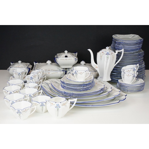 30 - Large collection of Shelley Blue Iris pattern tea and dinner service set to include, two large lidde... 