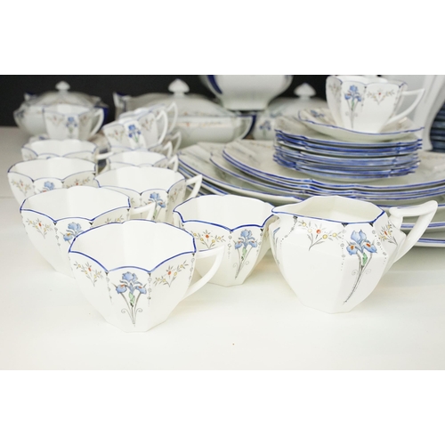 30 - Large collection of Shelley Blue Iris pattern tea and dinner service set to include, two large lidde... 