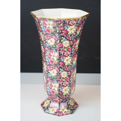 45 - Royal Winton Florence all over floral vase c.1998, Number 612 of 2000, boxed, H 31cm