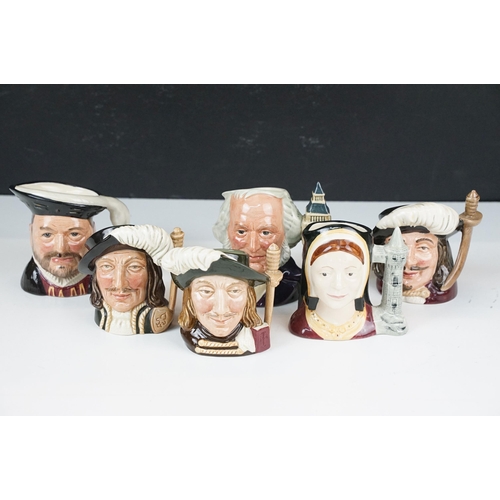 47 - Assortment of six Royal Doulton Toby character jugs to include musketeers Athos, Aramis and Porthos ... 