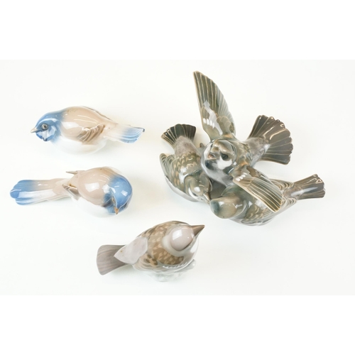 53 - Group of four B&G Denmark ceramic bird figurines.