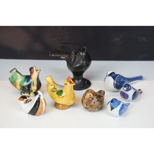 60 - Selection of ceramic bird whistles and figurine to include Royal Copenhagen and Mediterranean hand p... 