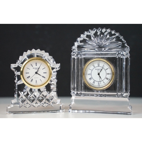 69 - Waterford Nocturne crystal glass mantle clock, 10cm high together with another Waterford crystal gla... 