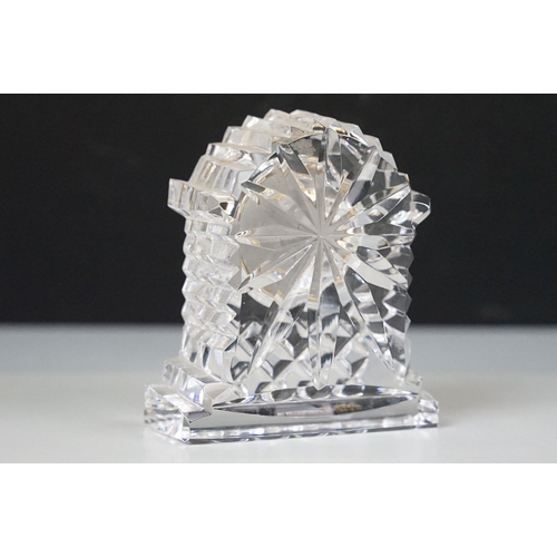 69 - Waterford Nocturne crystal glass mantle clock, 10cm high together with another Waterford crystal gla... 