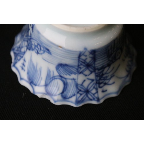 204A - Two Chinese blue and white pieces to include a round dish hand painted with florals and mountain sce... 